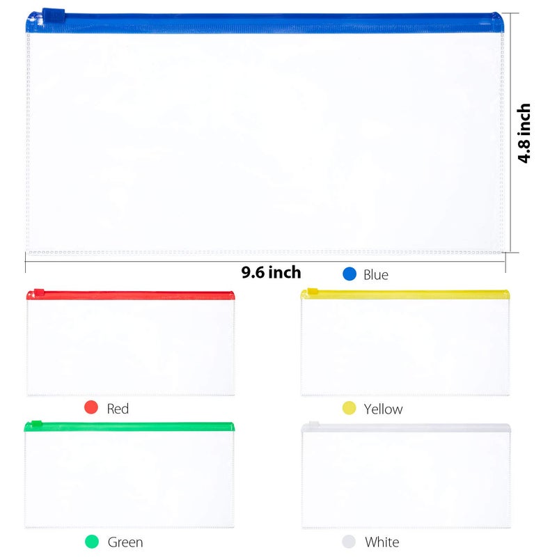 Leinuosen 50 Pcs Transparent Zip Envelope Plastic Envelopes Pocket Pencil Case Reusable File Bill Document Bag Matching A6 Sheets for Office School Supplies(Dreamy Colors) - Image 2